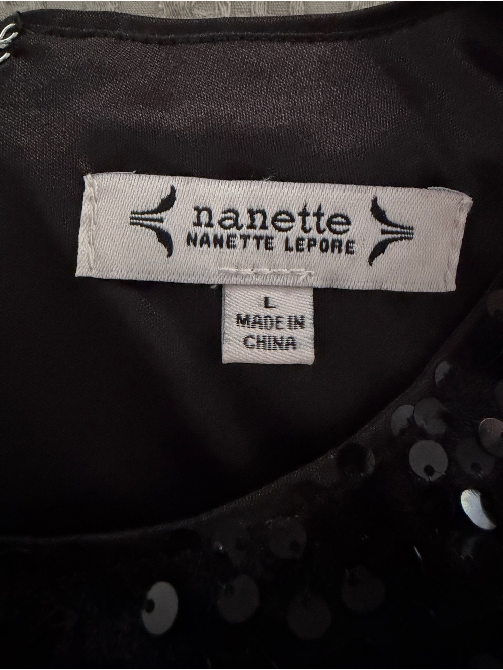 Nanette Lepore Black Velvet Sequin Short Sleeve Top L Retro Glam Festive Shimmer - Picture 2 of 10